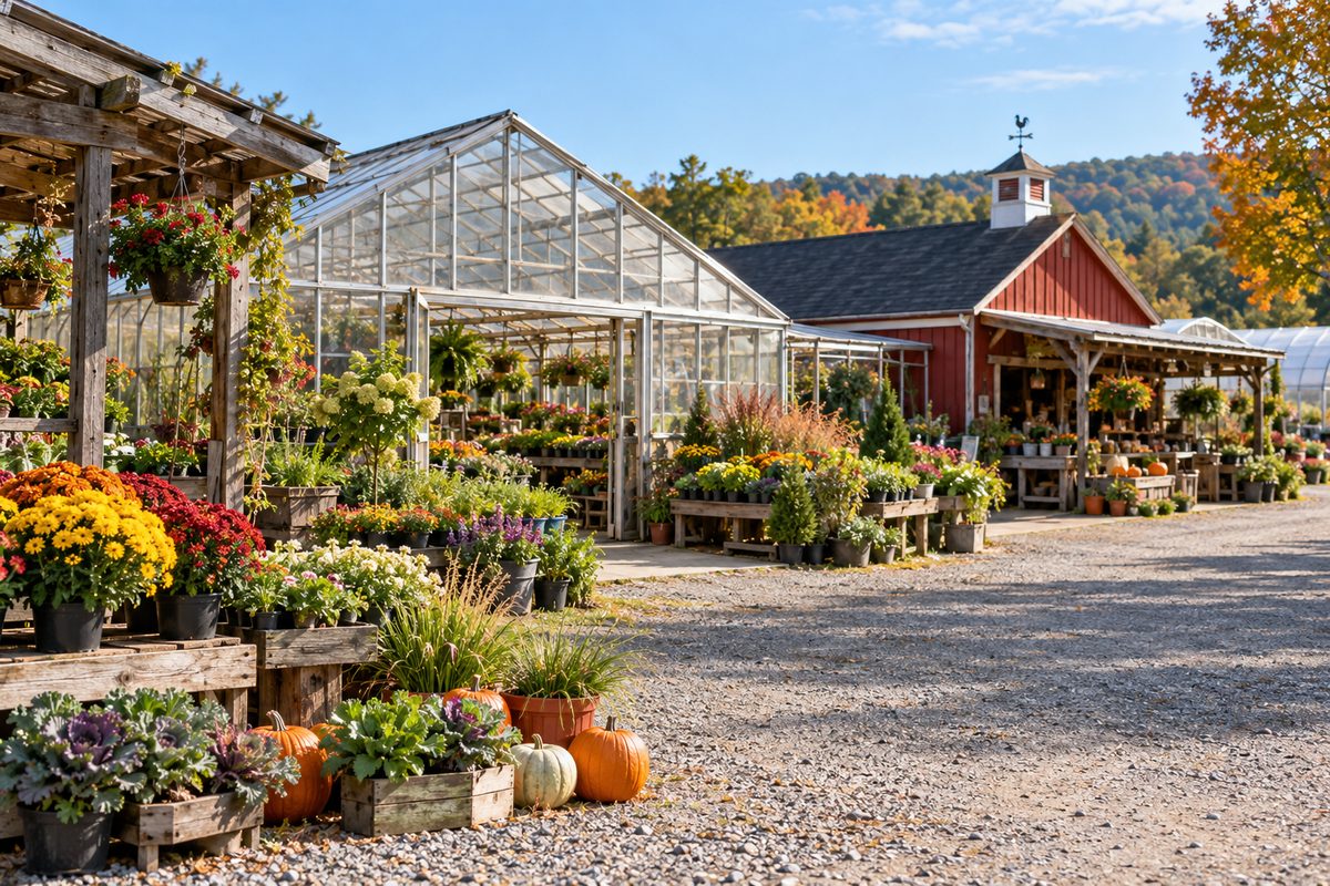 Exterior view of Cynthia Bertrand nursery grounds at 148 Millbury Street in Auburn MA